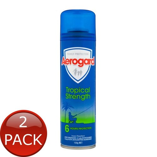 2 x Aerogard Tropical Strength Aerosol Regular 150G Insect Repellent Mosquito