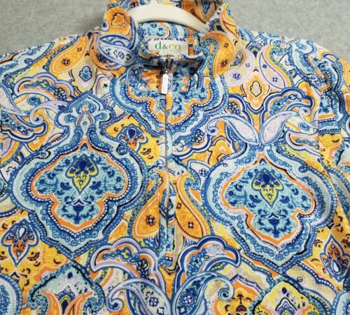 D&co. Activewear Top Womens Medium M Paisley Long Sleeve ¼ Zip Pullover Stretch - 第 2/11 張圖片