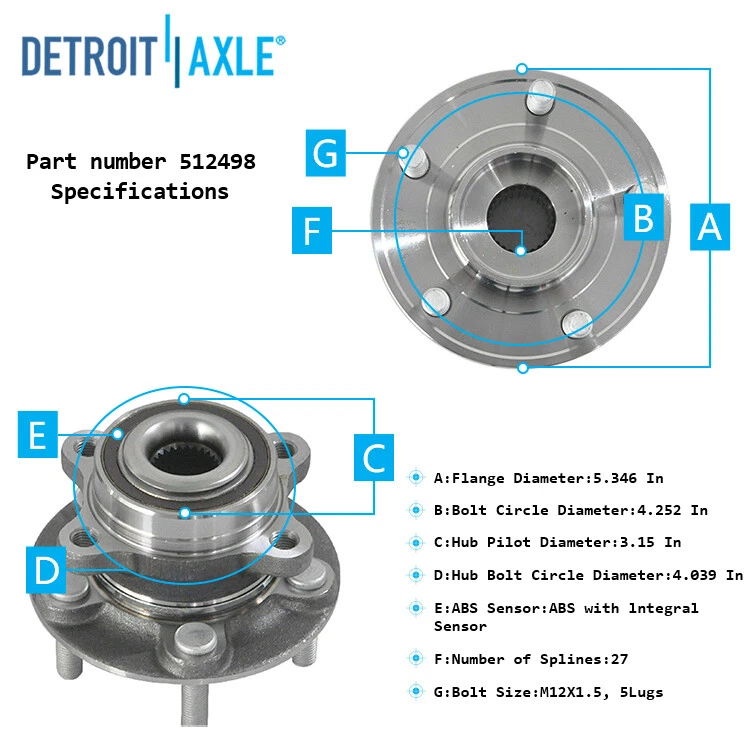 Conjunto de buje de cojinete de rueda delantera para Ford Fusion Lincoln MKZ 2013 2014 2015 2016 Foto 3 de 4