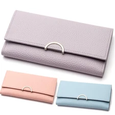 US Womens Leather Wallet Long Clutch Card Holder Purse Trifold Envelopes Wallet