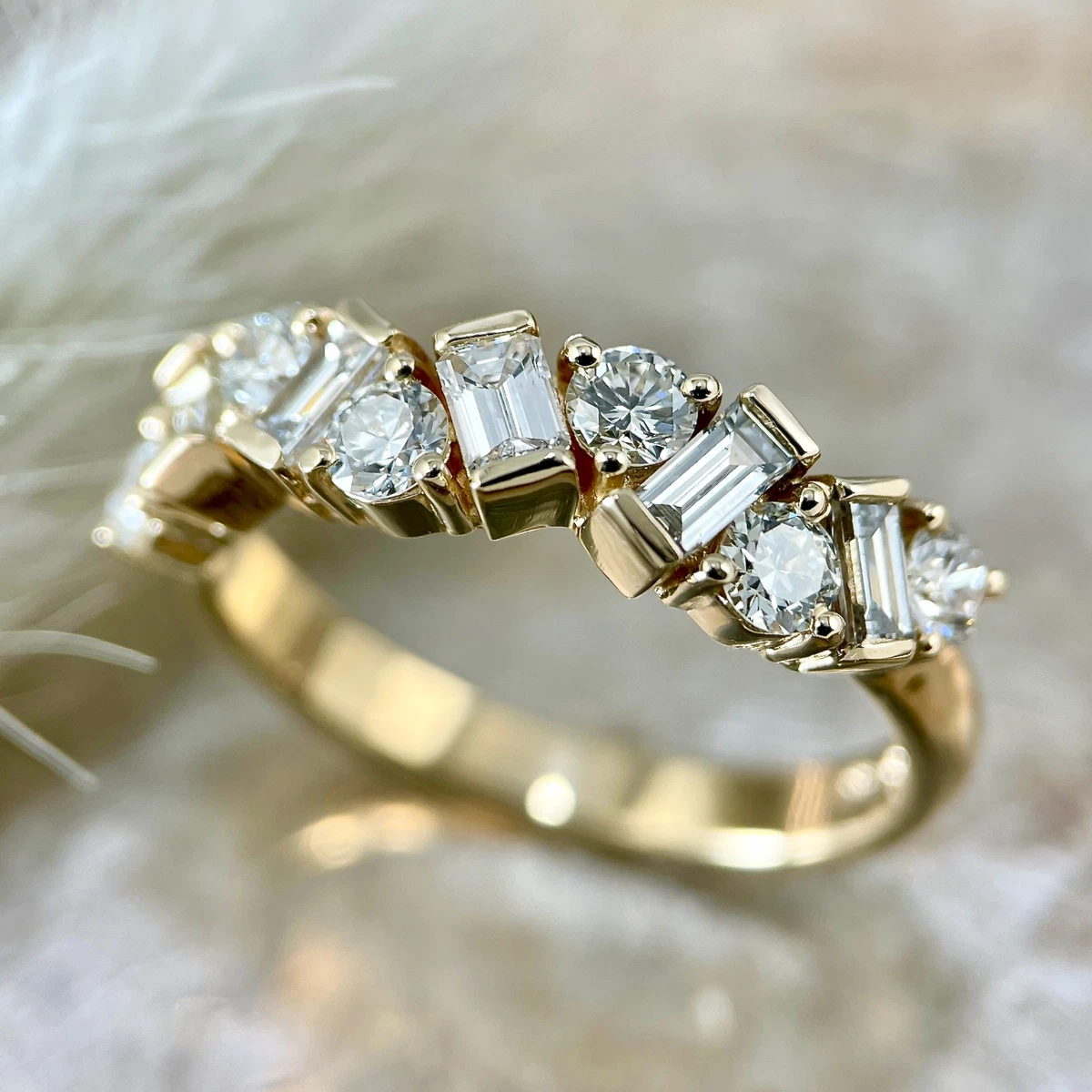 Moissanite baguette wedding band deals