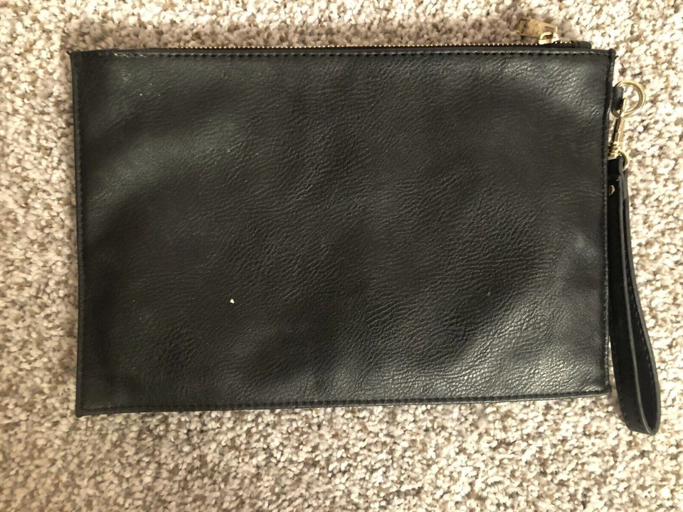 Apt.9 Paris Je t'aime Mujer Cuero Negro Cierre de Cremallera Muñequera Bolso sin asas Foto 2 de 3