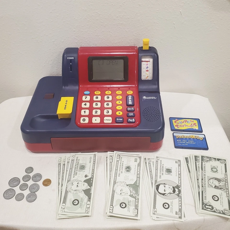 Learning Resources Pretend Play LER2690 Teaching Cash Register & play money - Image 2 of 4