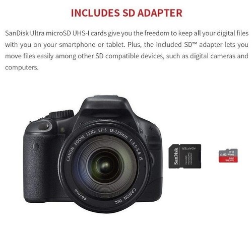 SanDisk Ultra Micro SD Card 128GB TF SDHC Class10 100MBs Camera Phone + Adapter - Picture 2 of 10