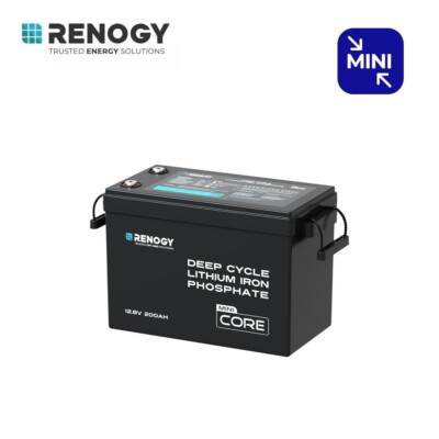Renogy 12V 200Ah Core Mini Deep Cycle LiFePO4 Lithium Battery Backup Power IP65