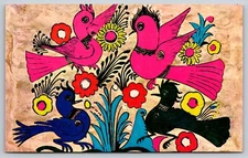 Postcard Primitive Art Mexico Birds Naif 32J