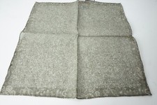 Isaia Brown Mottled Floral Bordered Linen Blend Pocket Square Italy New