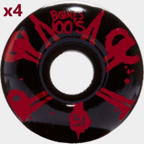 Powell Bones 100's OG Formula V4 100a 51MM Skateboard Räder schwarz/rot Set/4 - Bild 1 von 1