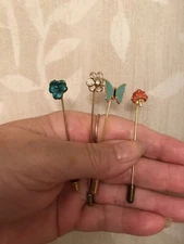 Vintage Stick Pins- Per Piece (Your Choice)- Two Flowers,  Or Butterfly