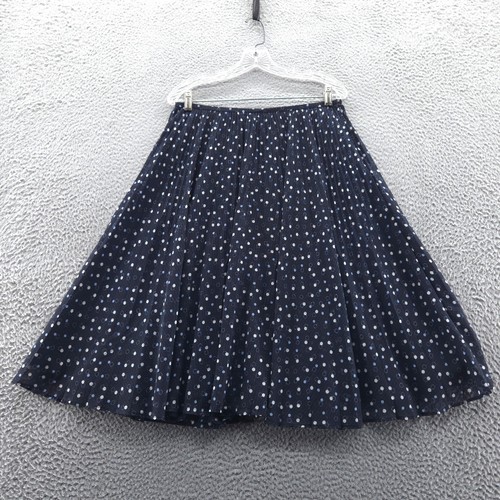 Talbots Womens A-Line Textured Midi Skirt 8 Navy Blue Dot Full Lined Lightweight