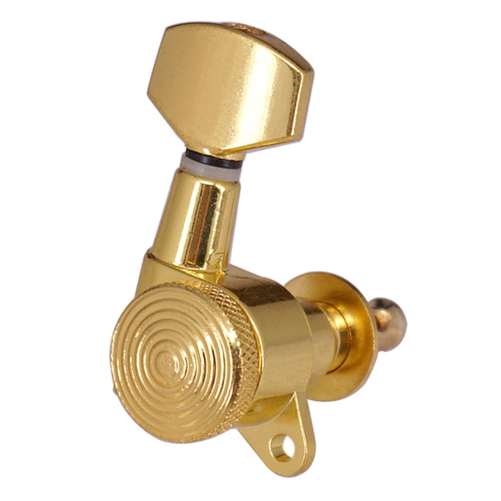 Gold 6R Inline Guitar Tuning Pegs Locking Tuners Machine Keys Heads