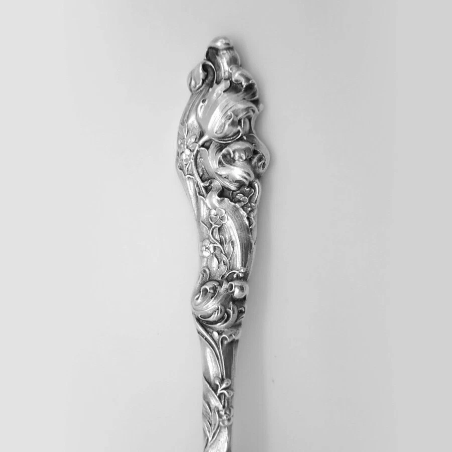 Cuchara para servir fundida Art Nouveau inglesa de plata esterlina 1912 Gorham Mfg Co Foto 4 de 4