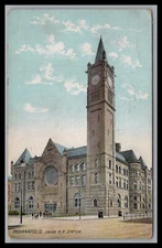 Historic Grand 1888 ROMANESQUE UNION STATION INDIANAPOLIS Kipp Bros. pm 1916