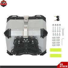 Motorcycle Aluminum Trunk Rear Top Case Luggage Tour Tail Tool Box Lock 45L
