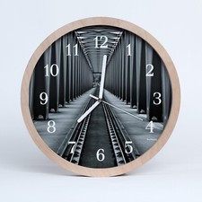 Orologio da Parete Tondo Legno 20cm Classicio Binari della ferrovia Decorazione