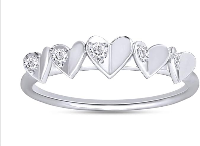 Accent White Natural Diamond Heart Promise Ring 14K Gold
