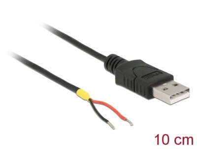 10cm Kabel USB 2.0 Typ-A Stecker > 2 x offene Kabelenden Strom Raspberry Pi