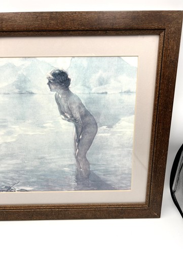 1913 FRAMED “SEPTEMBER MORN” PRINT BY PAUL CHABAS 19”x 16" Card On Back By MMOA - Picture 5 of 8