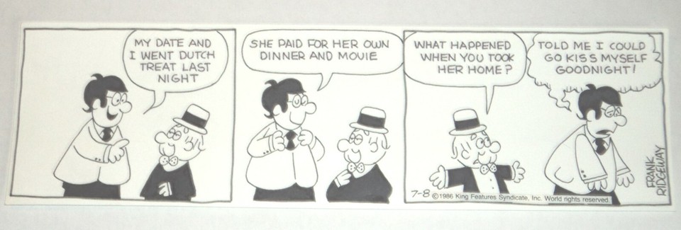  MR. ABERNATHY : Dutch Treat ORIG DAILY COMIC STRIP ART SIGNED by FRANK RIDGEWAY Comic Art