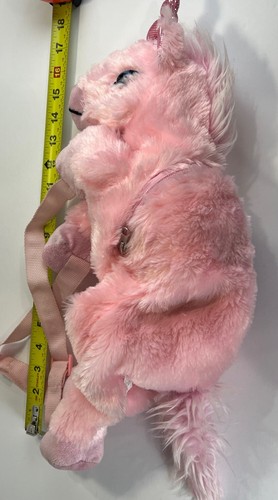 "Bolso mochila de felpa rosa unicornio pegaso alas brillantes y cuerno 18""" - Imagen 13 de 13