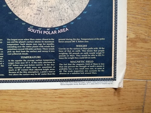 Mars map from the National Geographic - The Red Planet Mars (Feb, 1973). - Picture 6 of 7