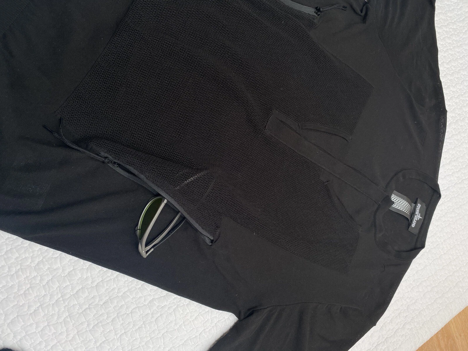 Stone Island Shadow Project tunica tascabile a goccia leggera lavorata a maglia nera