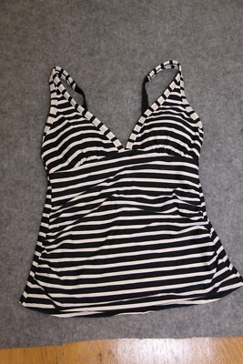 TANKINI OBERTEIL TOP  GRÖSSE S  SCHWARZ NATURWEISS GESTREIF SCHAUMSTOFF MERONA