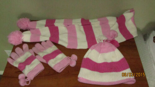 Youth Girls The Children's Place Cold Weather Set 7-8 Hat 4-6 Gloves & Scarf  - Picture 1 of 1