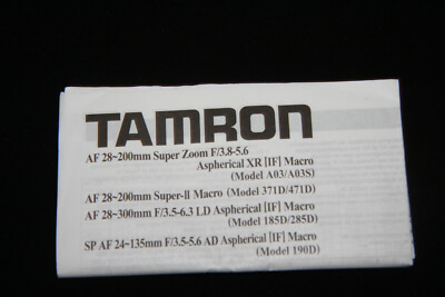 Bedienungsanleitung TAMRONobjektive: 28-200mm, 28-300mm, 24-135mm