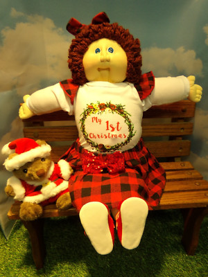 CABBAGE PATCH SOFT SCULPTURE XAVIER ROBERTS redressed 1984 ed brown yarn hair