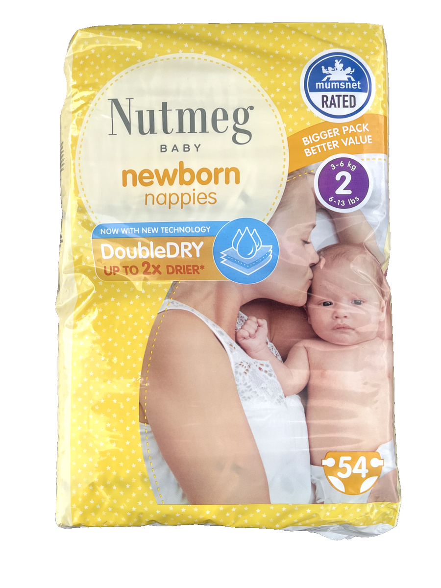 Nutmeg Size Nappies Perfect For Delicate Newborn Skin 54 Pack