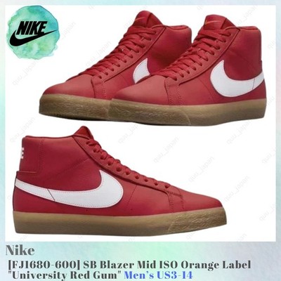 Nike SB Blazer Mid ISO Orange Label University Red Gum FJ1680-600 Men's US3-14