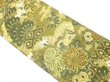 7652648: JAPANESE KIMONO / ANTIQUE MARU OBI / SILK / WOVEN KIKU
