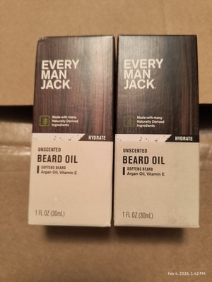Every Man Jack Unscented Beard Oil for Men Fragrance Free Qty 2 Argan Oil Soften