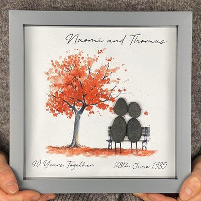 Personalisierte Kiesel Kunst Hochzeitstag Geschenk Andenken 40 Jahre Rubin 40.