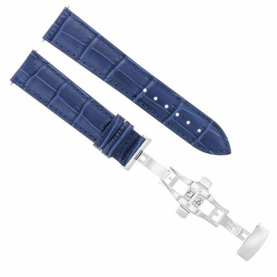 23MM LEATHER STRAP WATCH BAND DEPLOYMENT BUCKLE CLASP FOR TISSOT PRC200 BLUE