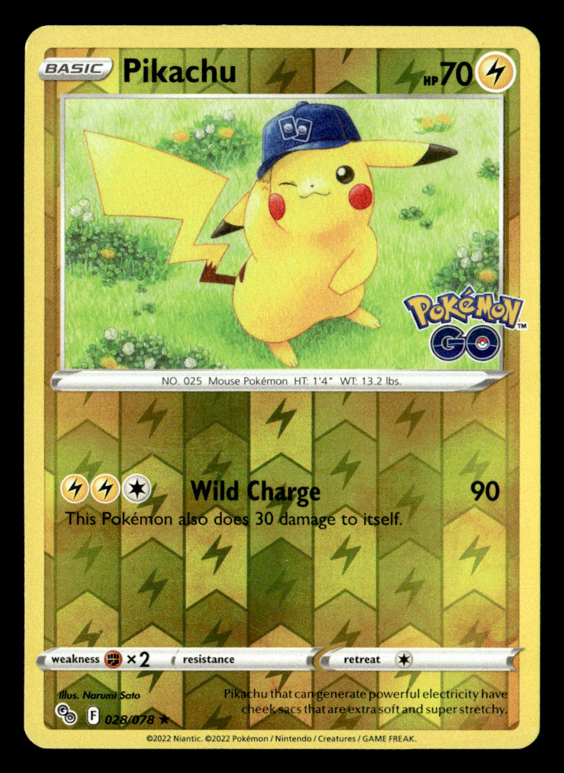 Pikachu (28) Holo Rare Reverse Holo Pokemon GO 028/078 LP Pokémon TCG