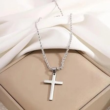 New Titanium Steel Glossy Cross Men's Necklace