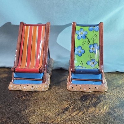 Clay Art Beach Chairs Salt & Pepper Shakers 