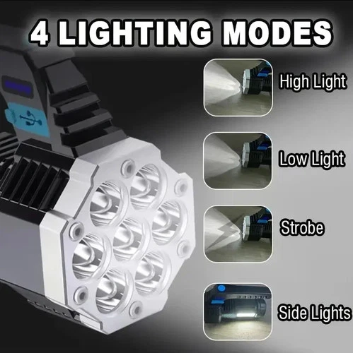 7 LED USB Rechargeable Flashlight High Power Bright LED Torch UK - Picture 3 of 9