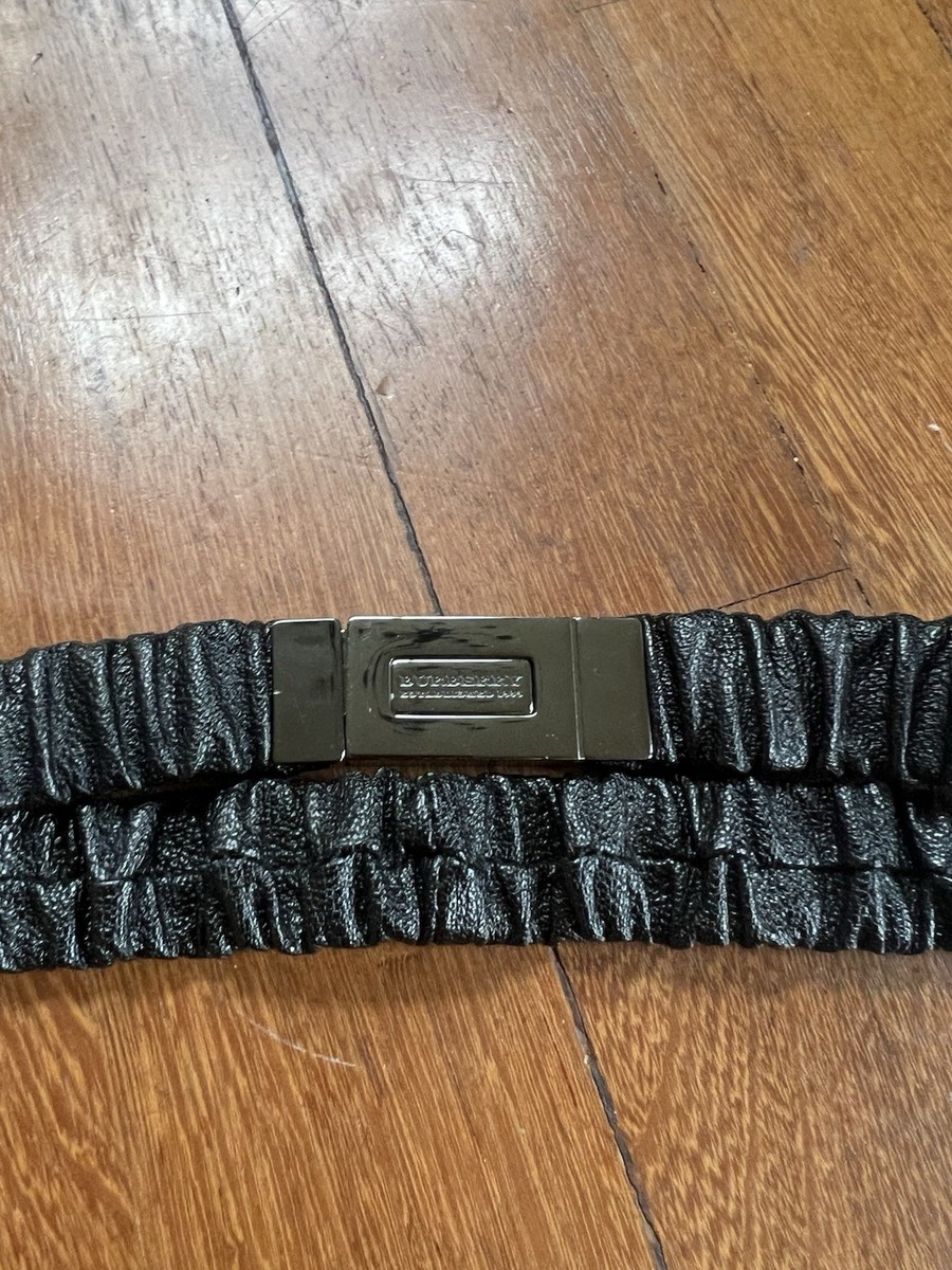 Vintage Burberry Black Gathered Leather Belt with Gunmetal  display picture 2