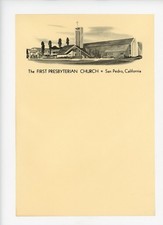 1960's First Presbyterian Church of San Pedro California Stationary Paper sheet