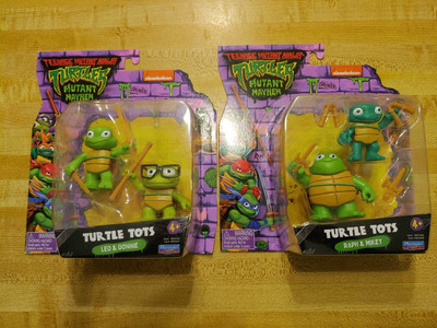 TMNT Mutant Mayhem Turtle Tots Figures Complete Set Leo/Donnie & Mikey/Raph