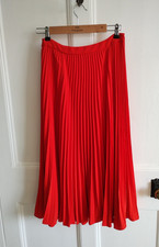 Boden Kristen Pleated Midi Skirt sunray floaty UK10 orange sunset VGC