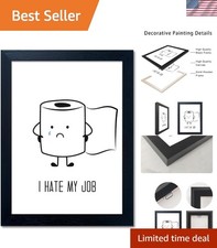 10x8 Modern Black Framed Toilet Paper Art - Giclée Canvas Print for Bathrooms