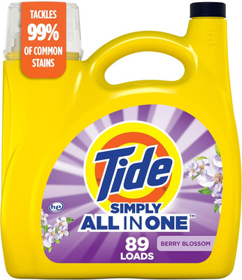 Tide Simply All-In-One Liquid Laundry Detergent, Berry Blossom Scent, 89 Loads,