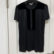 USED GUCCI SHORT-SLEEVED SHIRT, SIZE M, BLACK, VELVET COLLAR GOOD
