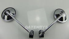 Pair Chrome 2x Long 8" Stem Clamp On Scooter Mirrors Motorcycle Lambretta Vespa