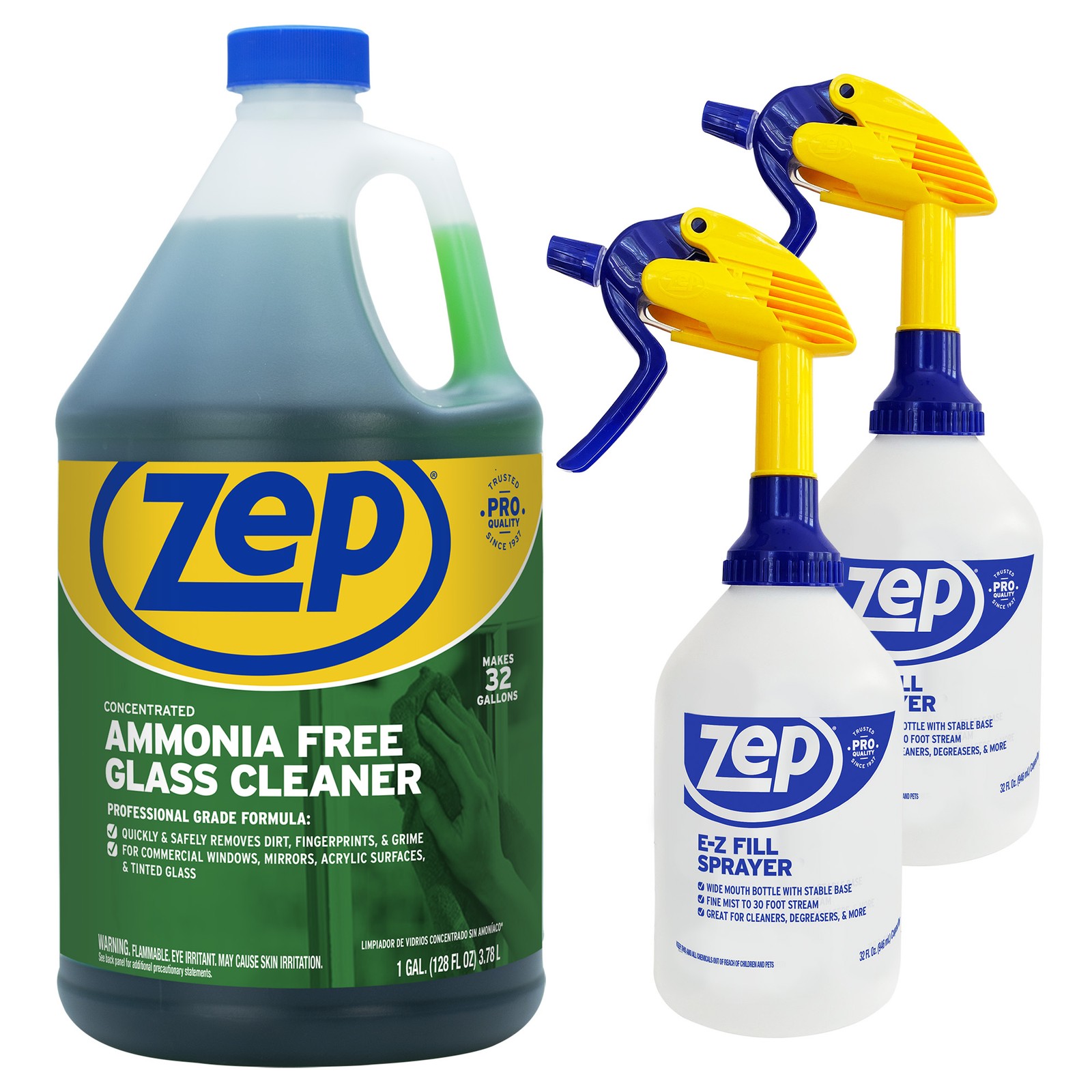 Zep Ammonia Free Glass Cleaner and Zep E-Z Fill Sprayer 2-Pack
