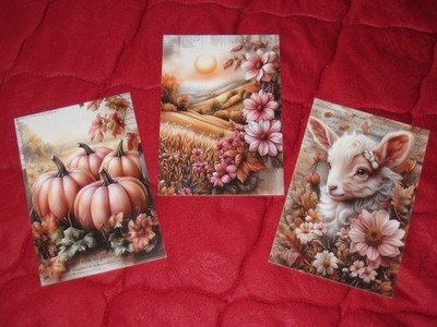 Scrapbooking- oder Junk-Journal-Karten 3er Set * Sanfter Herbst * 10x14,4 cm